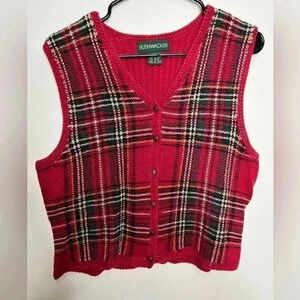 Vintage Bushwacker  Red Plaid Vest Size Medium